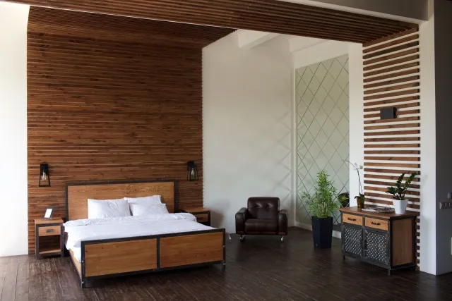 木材をふんだんに使った寝室イメージ